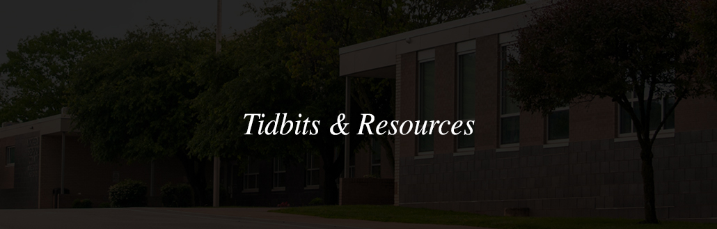 Tidbits-Resources school building with text overlay reading 'Tidbits & Resources'